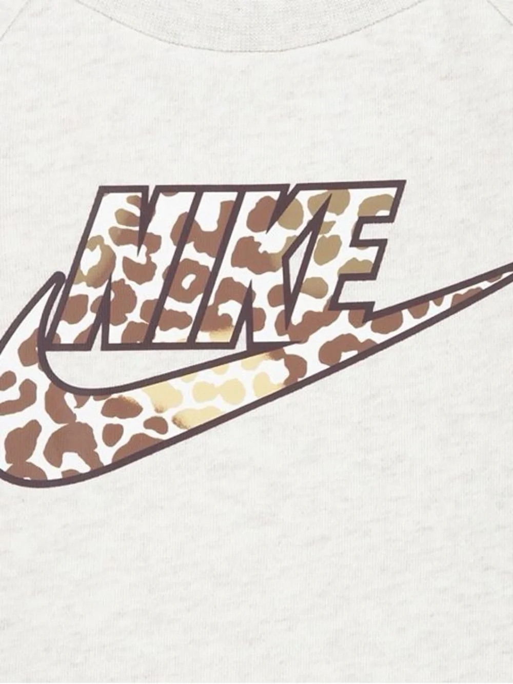 Nike Gray Girls Sweatshirt with Pastel Leopard Swoosh